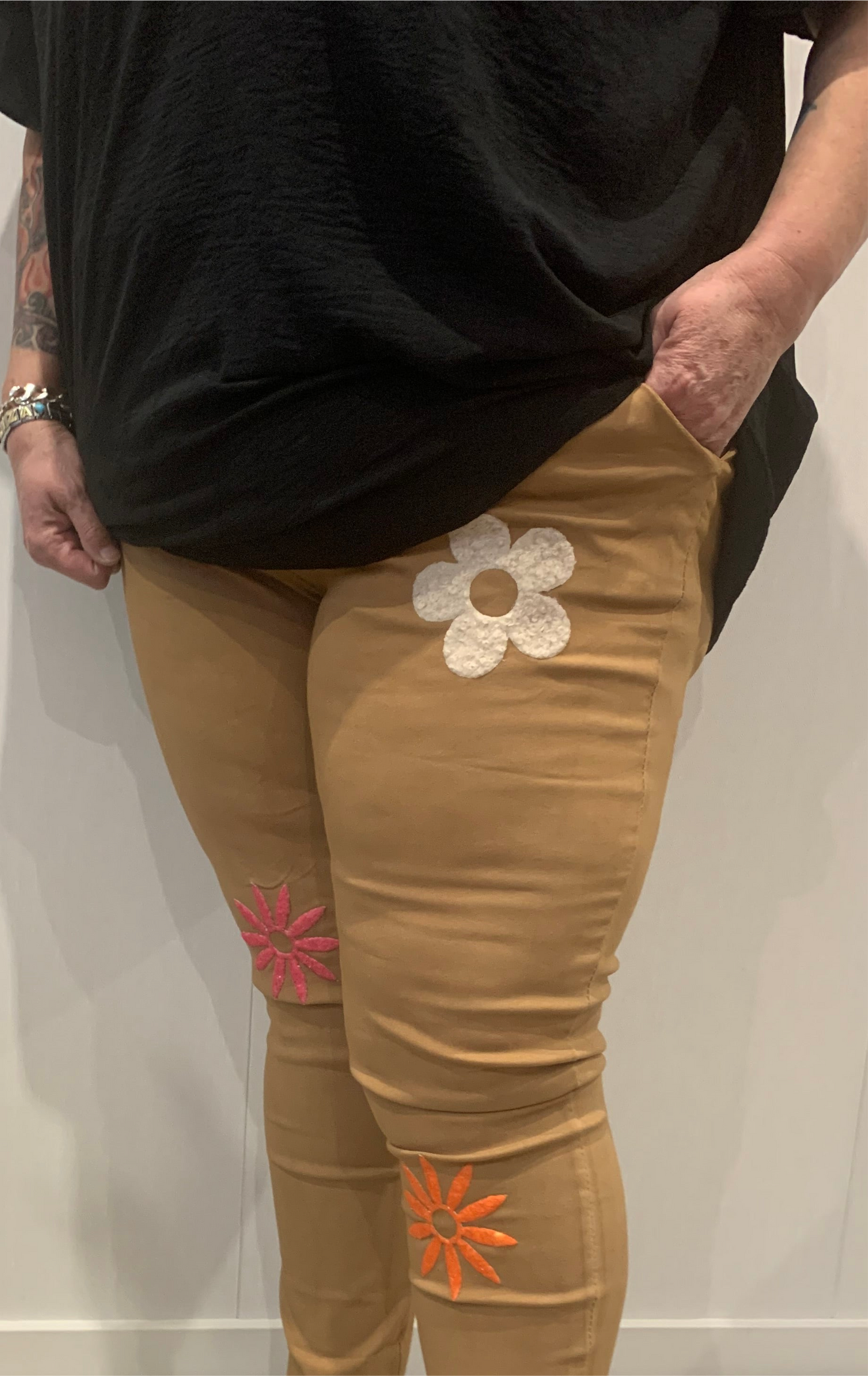 Broek Mona bloemen CAMEL