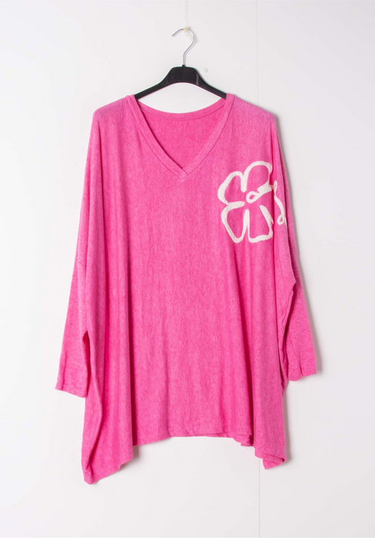 Trui bloem ROZE