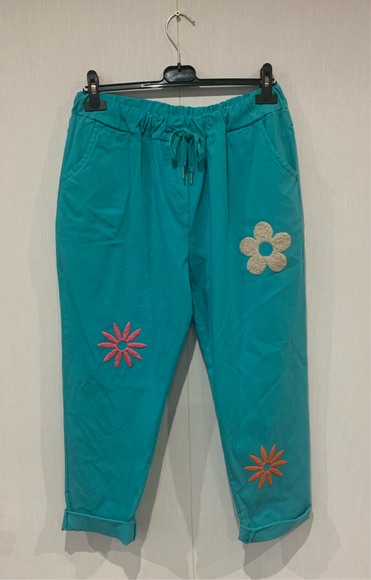 Broek Mona bloemen CYAN