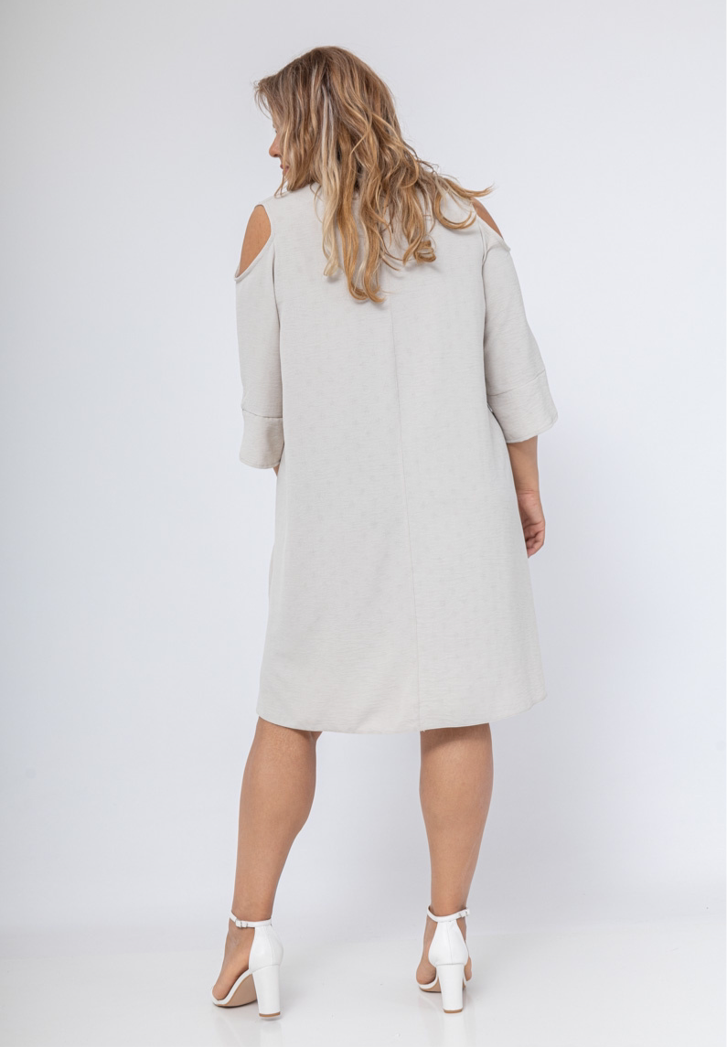 Tunic-Jurk stip BEIGE