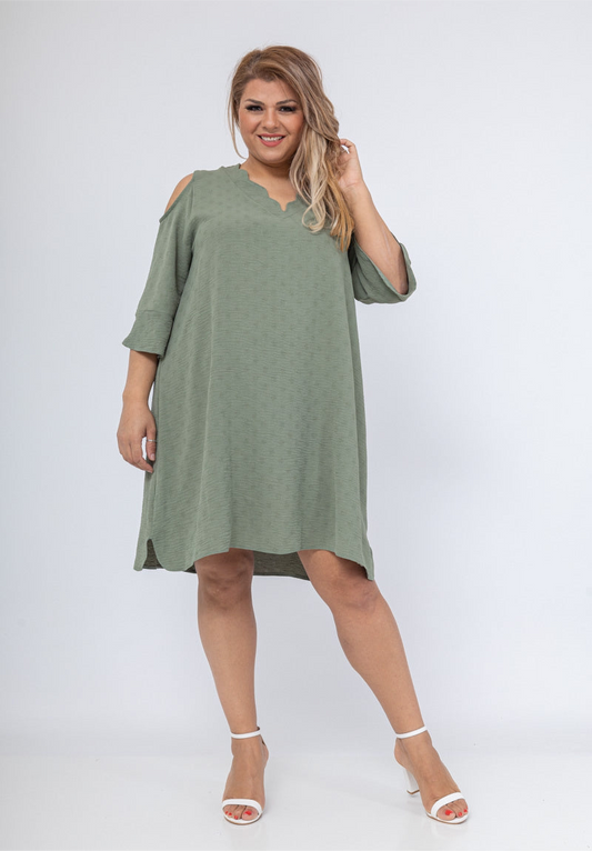 Tunic-Jurk stip KAKI