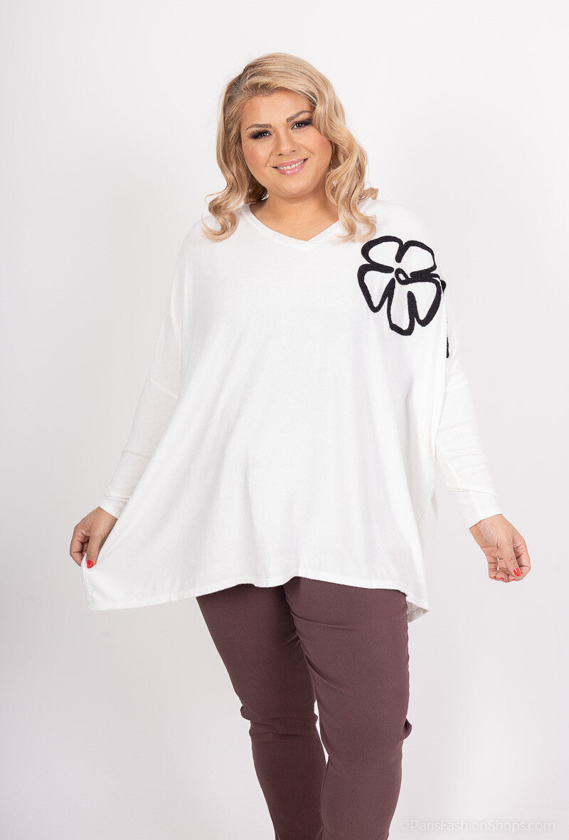 Trui bloem plus size