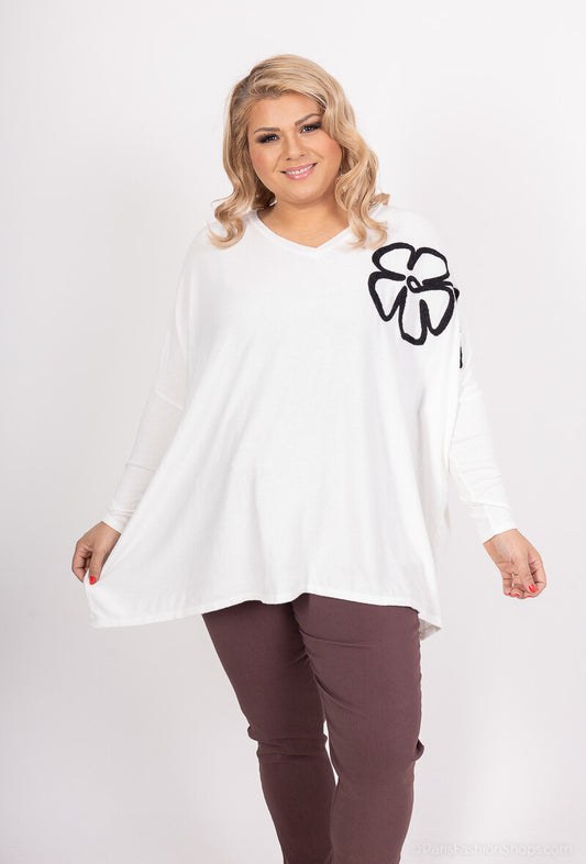 Trui bloem plus size