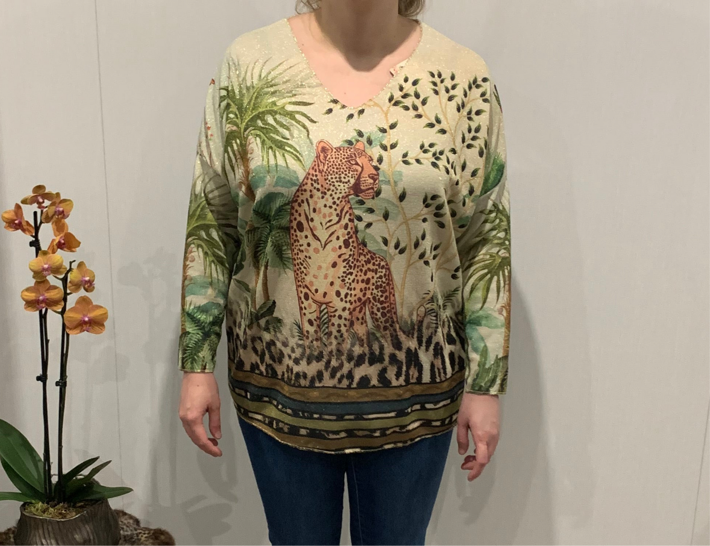 Trui lurex diverse prints