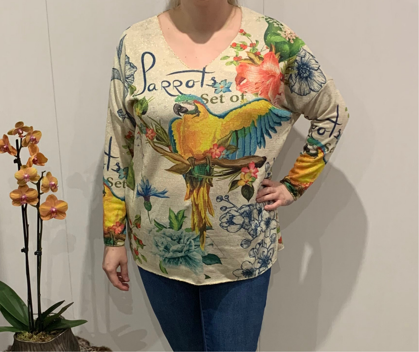 Trui lurex diverse prints
